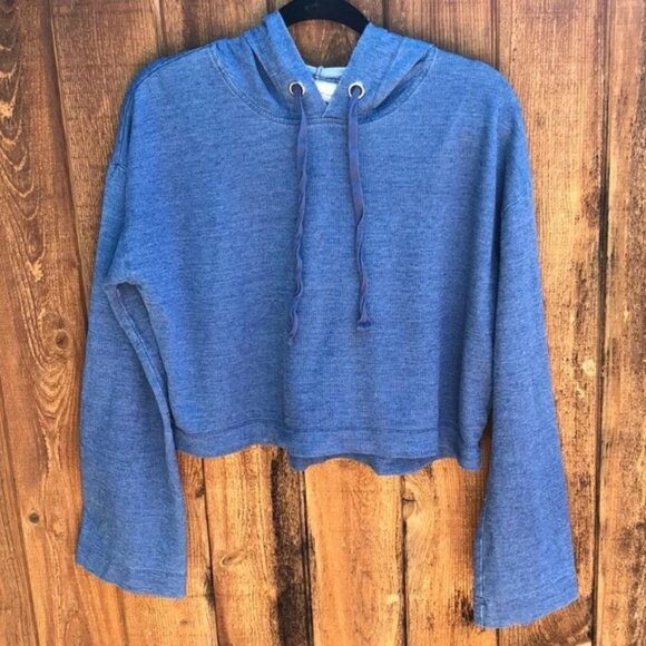 Cloth and Stone Cropped Lightweight Hooded Sweatshirt Top Medium - Picture 2 of 9